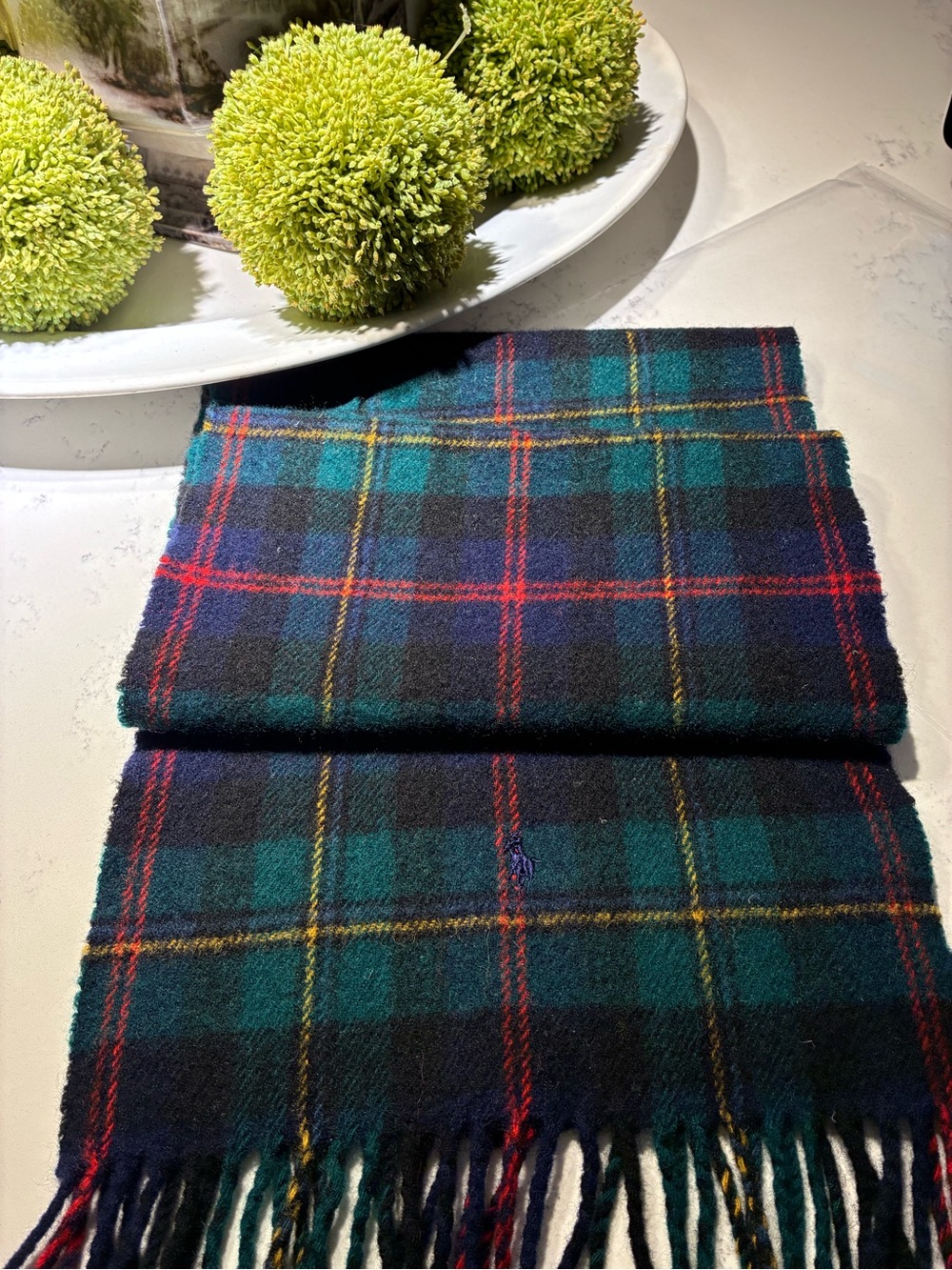 Ralph Lauren Wool Plaid Scarf.